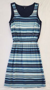 Tommy Hilfiger Dress Womens XS Blue White Striped Sleeveless Coastal Stretch